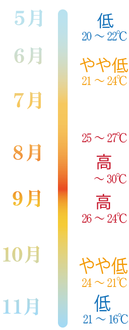 最低水温は16℃で２月頃。外気温も参考に、ドライとの切り替えを行っています。